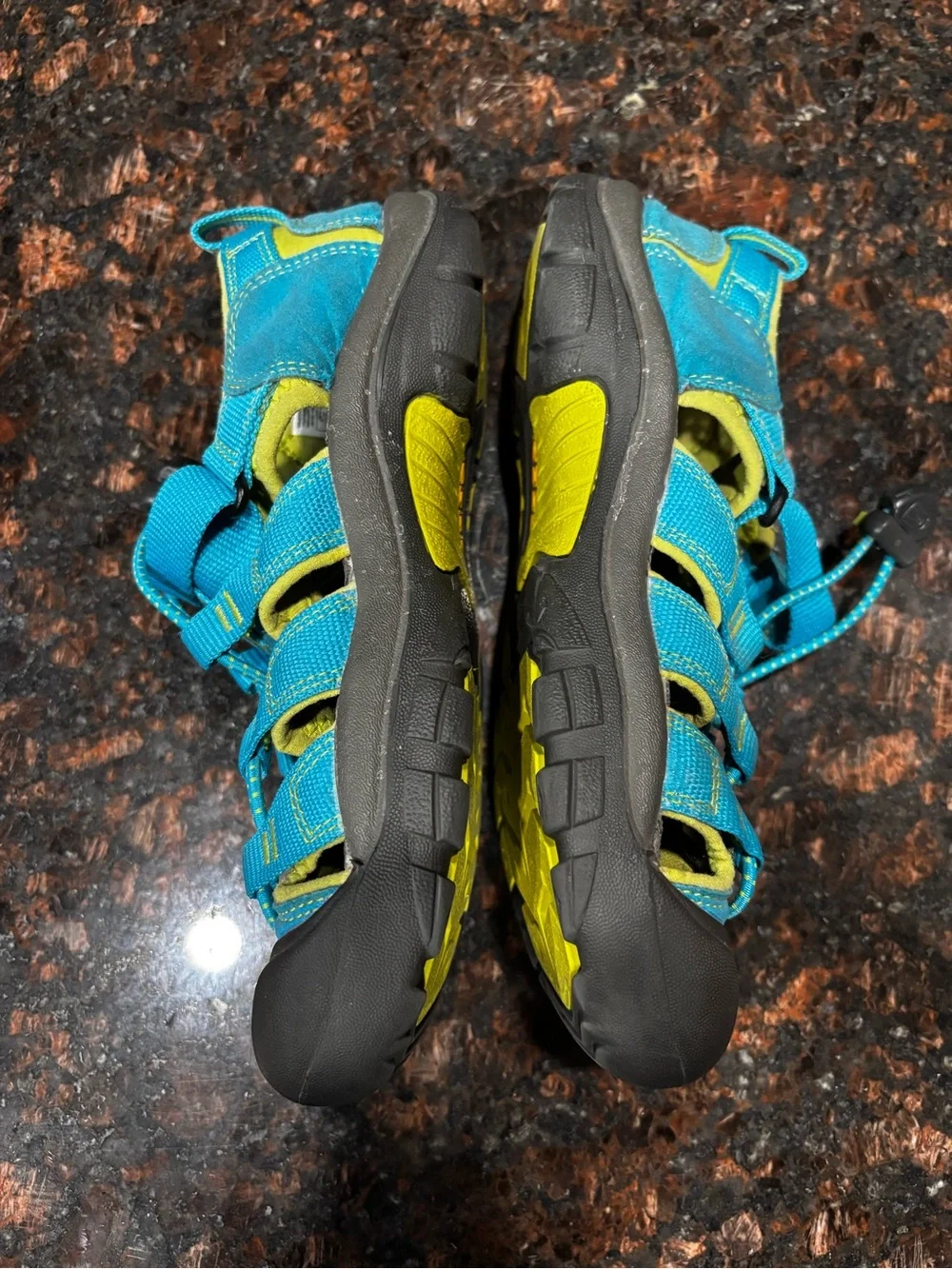 Keen Teal and Yellow Kids Closed-Toe Outdoor Sandals